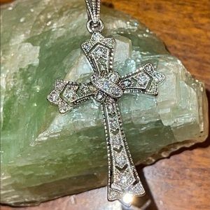 Affinity Diamond Sterling Silver 925 Cross Enhancer Pendant 1" width 2" length